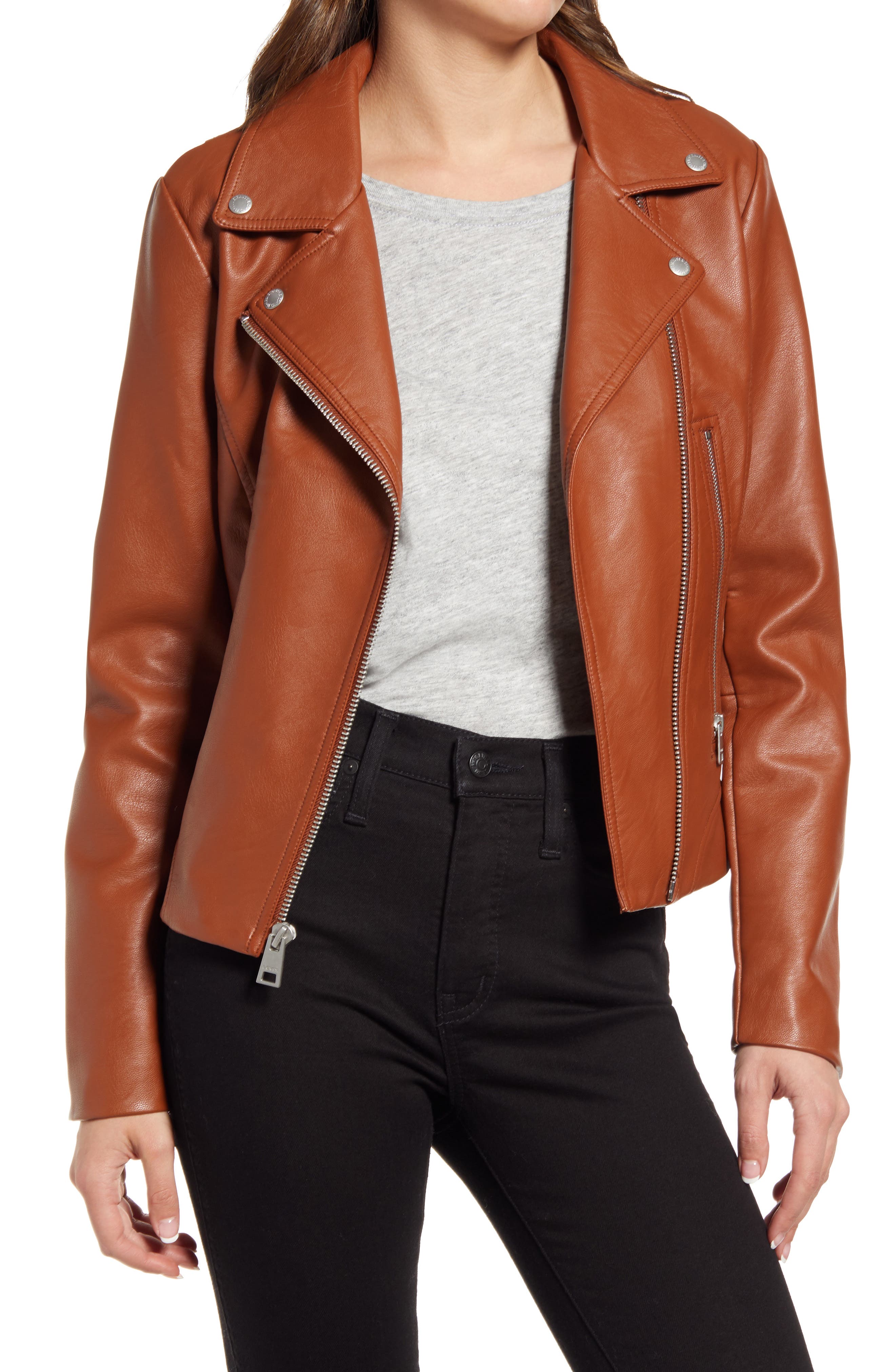 Ladies Bomber Leather Jacket TAN WAX Motorcycle Style REAL LEATHER JACKET 3758